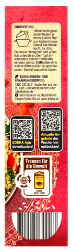 Herzstücke Couscous, 5 x 500g Packung