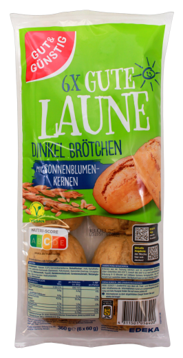 Gute Laune Dinkel Brötchen mit Sonnenblumenkernen, 8 x 360g Packung