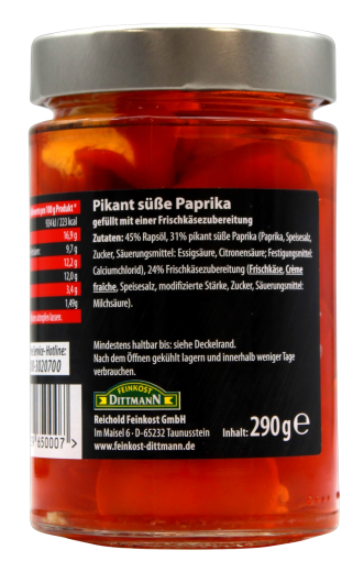 Feinkost Dittmann Pepper Balls Classic mit Frischkäse, 3 x 290g Glas