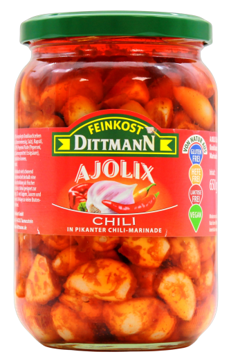 Feinkost Dittmann Ajolix Knoblauch in Chili Marinade, 6 x 650g Glas