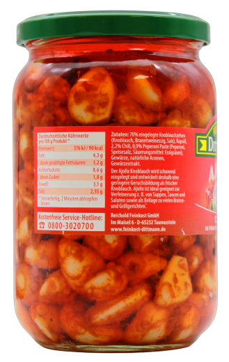 Feinkost Dittmann Ajolix Knoblauch in Chili Marinade, 6 x 650g Glas