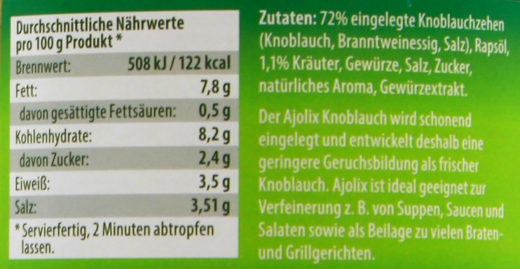 Feinkost Dittmann Ajolix Knoblauch in Kräutermarinade, 6 x 650g Glas
