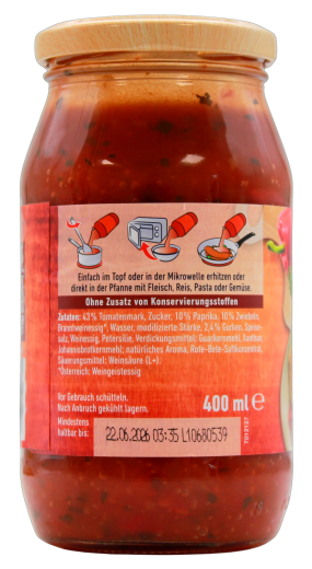 Homann Paprika Sauce Balkan-Art, 6 x 400ml Glas