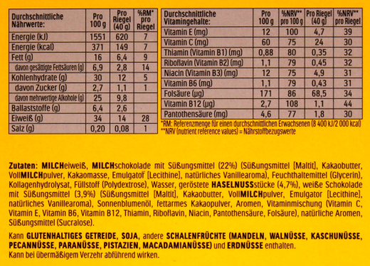 Fulfil Vitamin & Protein Riegel mit Chocolate Hazelnut Geschmack, 15 x 40g Riegel