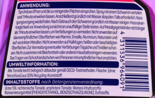Gut & Günstig Multireiniger Power, 5 x 1 l Sprüflasche