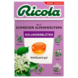 Ricola Holunderblüten Kräuterbonbons ohne Zucker, 20 x 50g Box