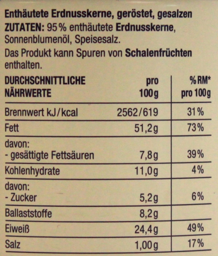 Herzstücke Jumbo Peanuts geröstet & gesalzen, 8 x 200g Dose