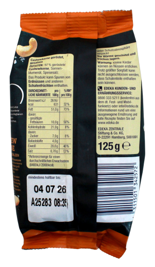 Herzstücke Cashewkerne geröstet & gesalzen, 7 x 125g Beutel