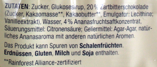 Herzstücke Gelee-Ananas mit 20% Zartbitterschokolade, 5 x 250g Schale
