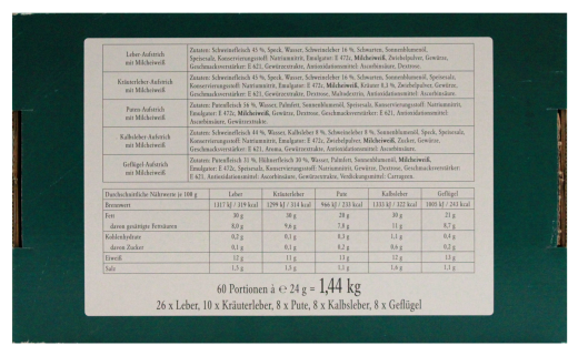 Carnella Fleisch-Aufstriche Mix Sortiment, 1 x 1.44 kg Karton (60 x 24g Portionsschälchen)
