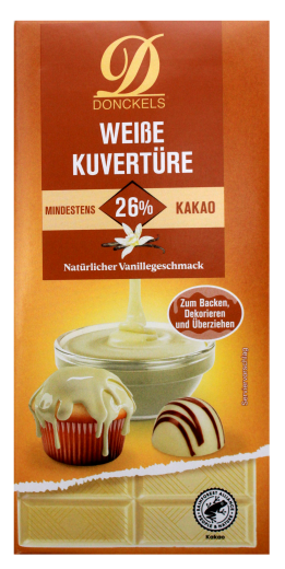 Donckels weiße Kuvertüre 26% Kakao, 17 x 200g Tafel