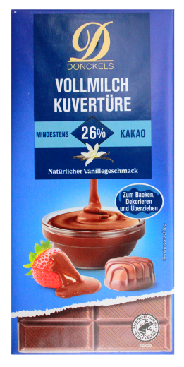 Donckels Vollmilch Kuvertüre 26% Kakao, 17 x 200g Tafel