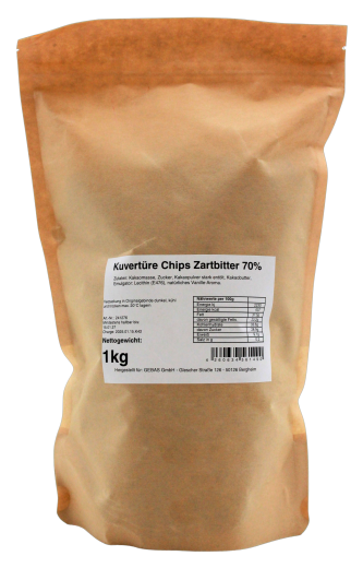 Duliamo Kuvertüre-Chips Bitter 70%, 1 x 1 kg Beutel