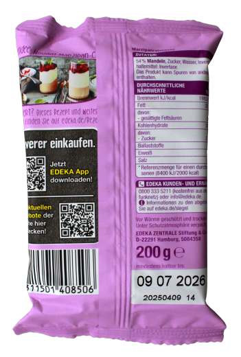 Gut & Günstig feine Marzipan-Rohmasse, 6 x 200g Packung