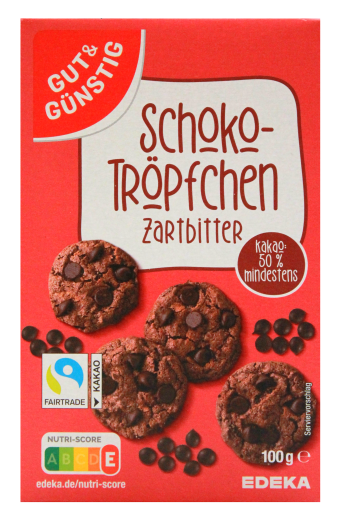 Gut & Günstig Schoko-Tröpfchen Zartbitter, 6 x 100g Packung