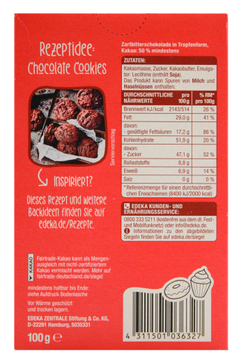 Gut & Günstig Schoko-Tröpfchen Zartbitter, 6 x 100g Packung