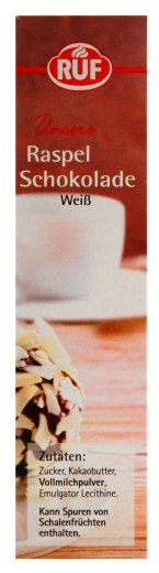 Ruf Raspelschokolade weiße Schokolade, 11 x 100g Packung