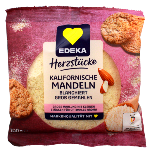 Herzstücke kalifornische Mandel blanchiert und grob gemahlen, 9 x 100g Beutel