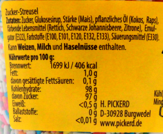 Pickerd Bunte-Streusel, 5 x 130g Becher