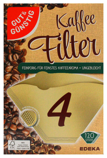 Gut & Günstig Kaffeefilter Größe 4 ungebleicht, 9 x 120 Kaffeefilter