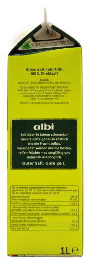 albi Birne naturtrüb 100% Direktsaft, 6 x 1 l Getränkekarton