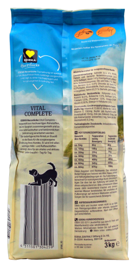 Herzstücke Vital Complete Premium Klomplett-Mahlzeit reich an Frisch-Geflügel mit Hirse Hundefutter, 4 x 3 kg Beutel