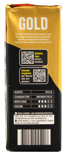Gut & Günstig Röstkaffee Gold, 6 x 500g Packung