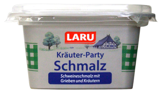 Laru Kräuter-Party Schmalz mit Grieben & Kräutern, 12 x 150g Becher