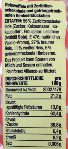 Herzstücke Reiswaffeln Himbeer, 10 x 64g Packung