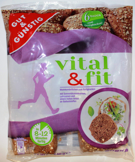 Gut & Günstig Vital & Fit Mehrkornbrötchen, 6 x 540g Beutel