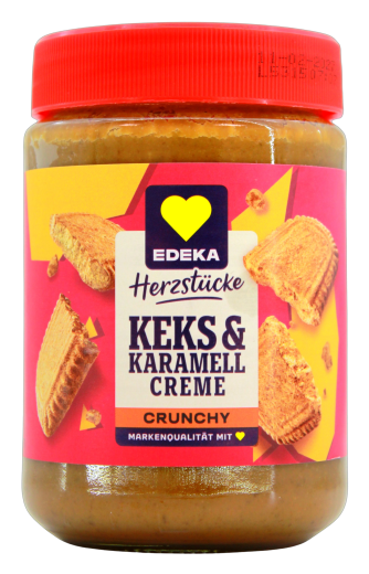 Herzstücke Keks und Karamell Creme crunchy Brotaufstrich, 6 x 400g Glas