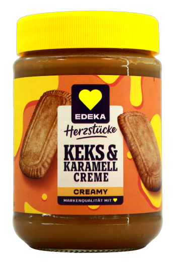 Herzstücke Keks und Karamell Creme creamy Brotaufstrich, 6 x 400g Glas
