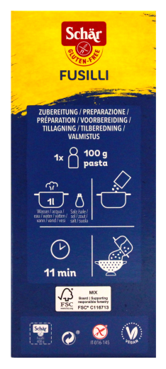 Schär Fusilli Gluten-Free Pasta, 6 x 400g Packung