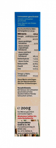 Schapfenmühle Leinsamen geschrotet 11 x 200g Packungen