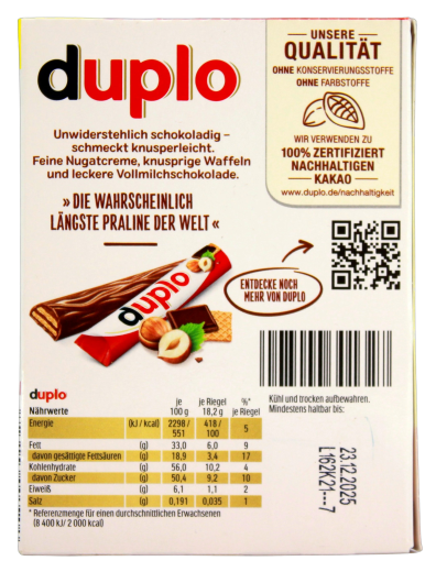 Ferrero duplo Schokoriegel, 14 x 200,2g Schachtel