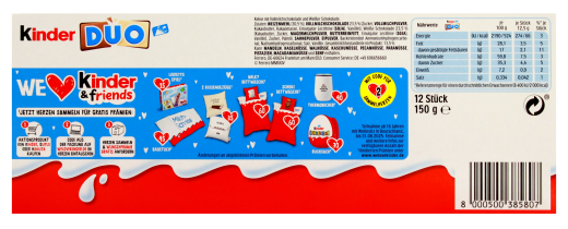 Ferrero Kinder Duo Schokokeks, 12 x 150g Packung