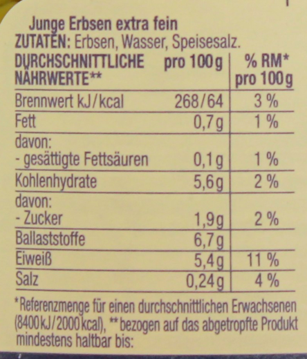 Herzstücke junge Erbsen extra fein, 6 x 230g Glas