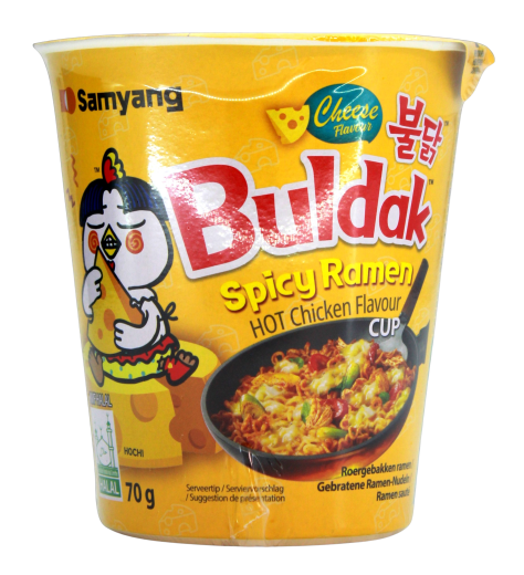 Samyang Buldak spicy Ramen hot Chicken Cheese flavour, 6 x 70g Becher