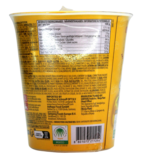 Samyang Buldak spicy Ramen hot Chicken Cheese flavour, 6 x 70g Becher