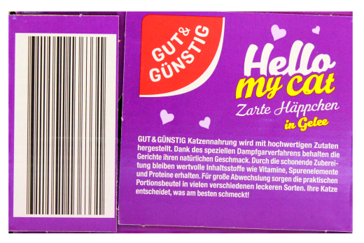 Gut & Günstig Hello my Cat Zarte Häppchen in Geele 4 Sorten Katzenfutter, 4 x 1.2 kg Packung