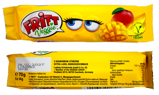 Fritt Kaubonbon-Streifen vegan 6-fach sortiert, 40 x 70g Packung