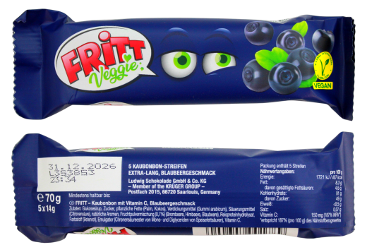 Fritt Kaubonbon-Streifen vegan 6-fach sortiert, 40 x 70g Packung
