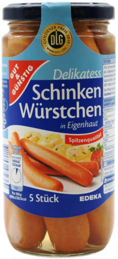 Gut & Günstig Delikatess Schinken-Würstchen 6 x 250g Gläser