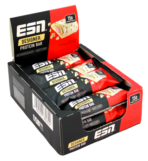 ESN Designer Protein Bar Strawberry white Chocolate Flavor, 12 x 45g Riegel