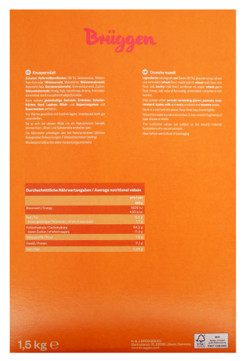 Brüggen Knuspermüsli Classic, 2 x 1,5 kg Packung