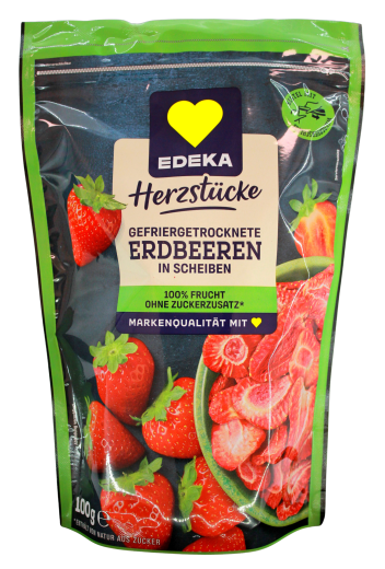 Herzstücke Gefriergetrocknete Erdbeeren in Scheiben, 2 x 100g Beutel