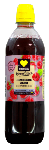 Herzstücke Himbeere Getränkesirup Zero, 6 x 0.5 l Flasche