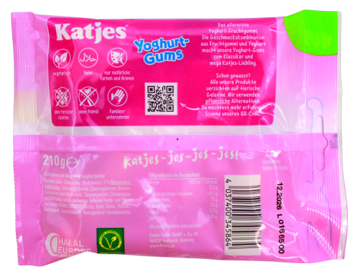 Katjes Yoghurt-Gums Fruchtgummi vegetarisch, 20 x 210g Beutel