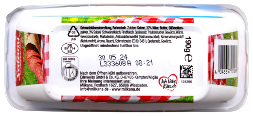 Milkana Salami Schmelzkäse, 8 x 190g Becher