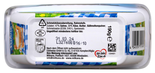 Milkana Sahne Schmelzkäse, 8 x 190g Becher